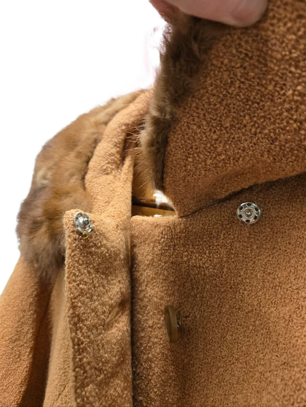 Vintage 1950s -60s Bouclé Overcoat with Mink Collar
